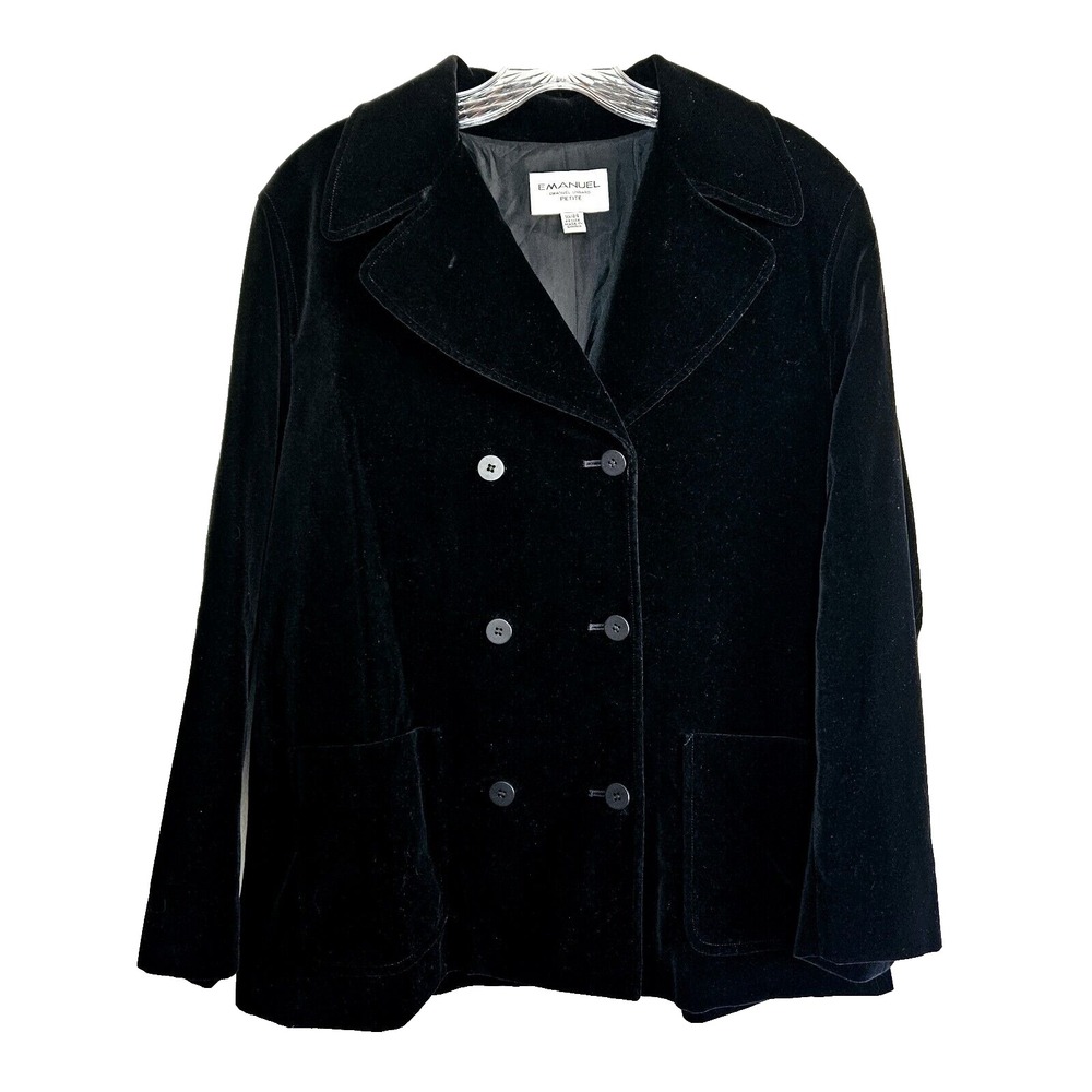 Emanuel‎ Ungaro Womens Black Velvet Blazer Jacket 10 PETITE Whimsigoth Holiday